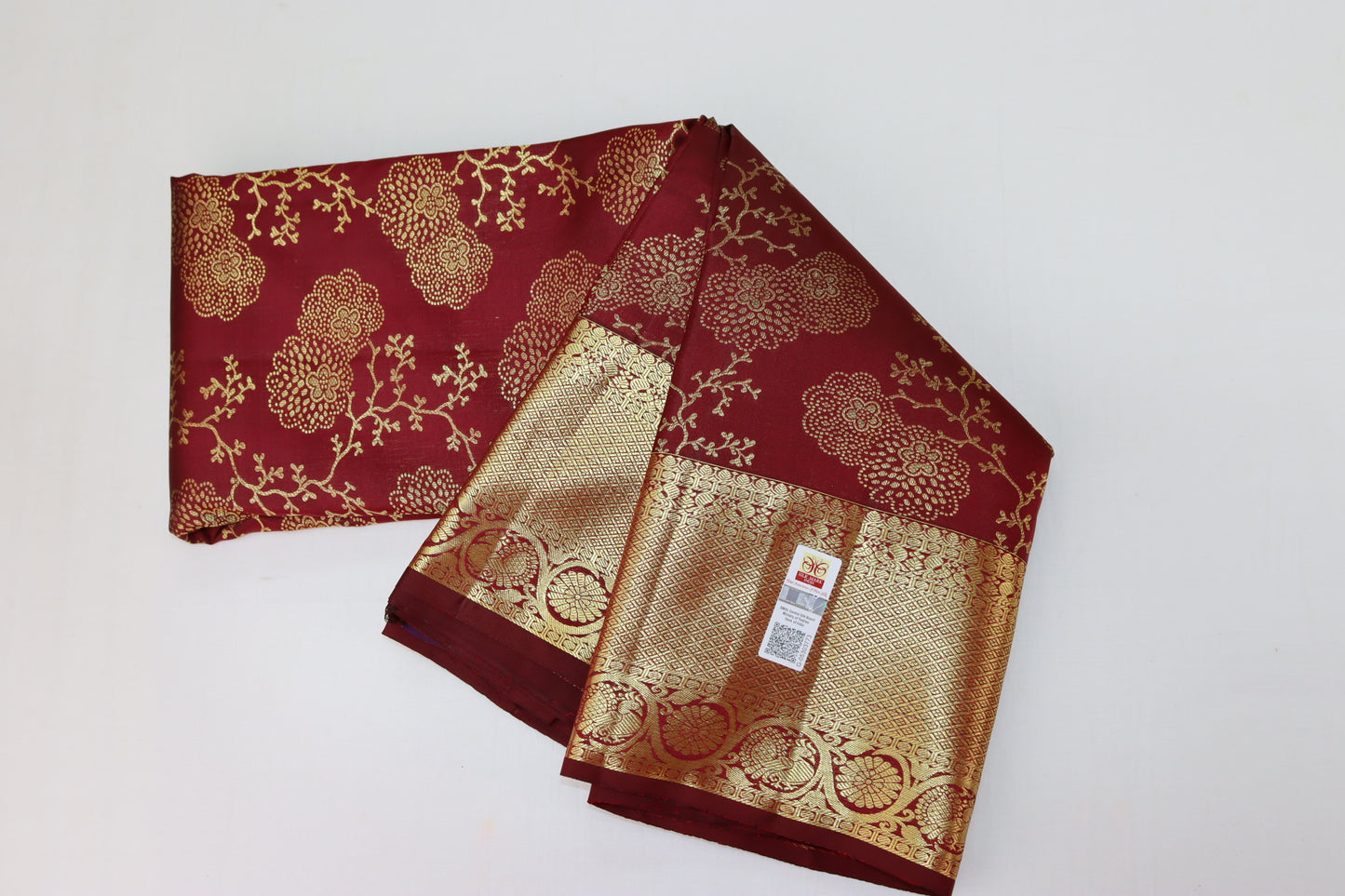 Elegant Dark Red Kanchipuram Silk saree