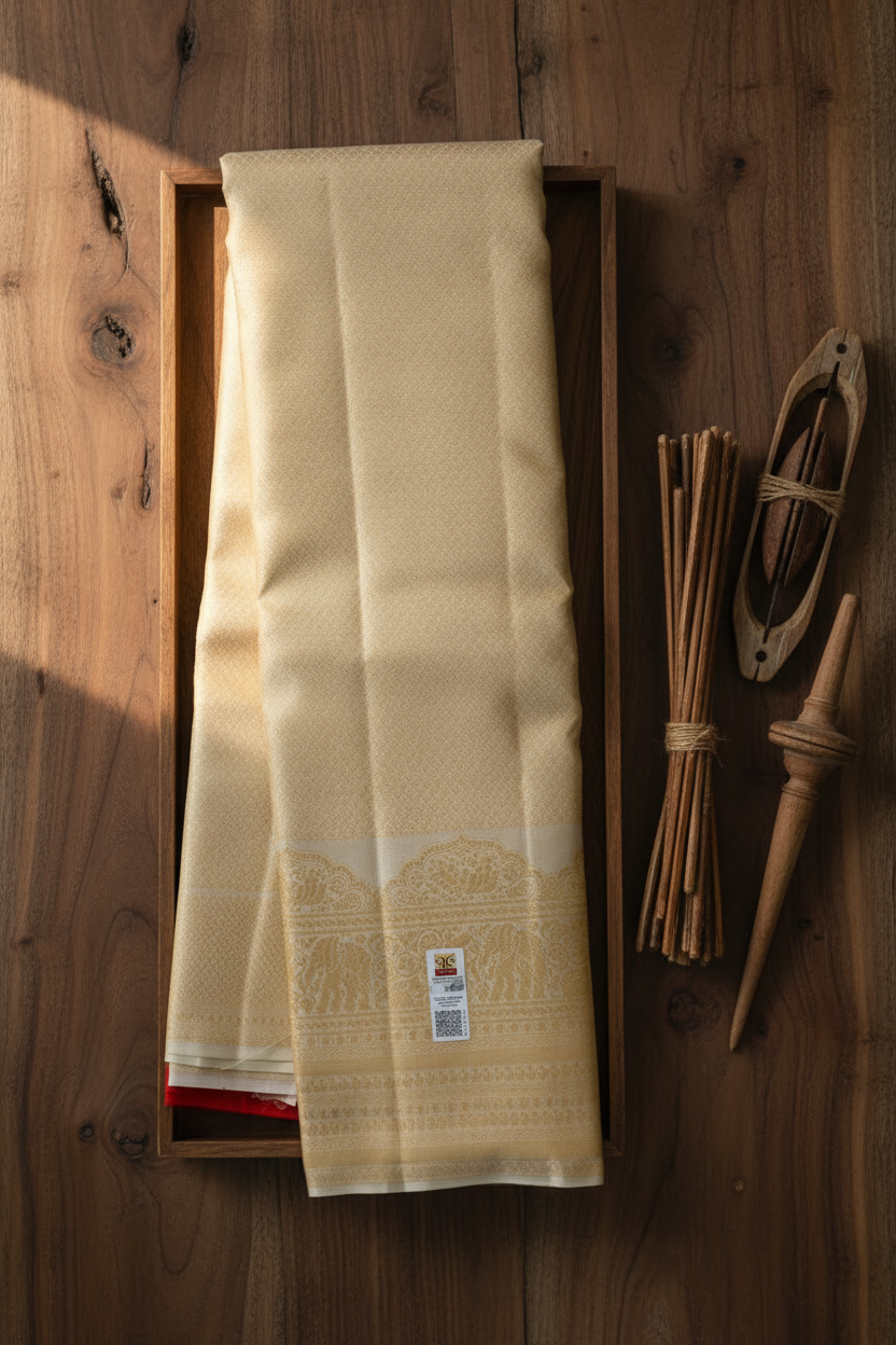 Classic Cream Kanchipuram Silk saree