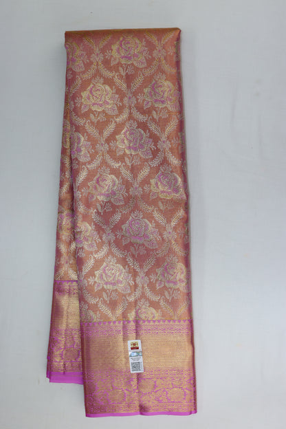 Trendy Peach Kanchipuram Silk saree