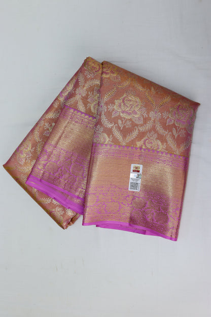 Trendy Peach Kanchipuram Silk saree