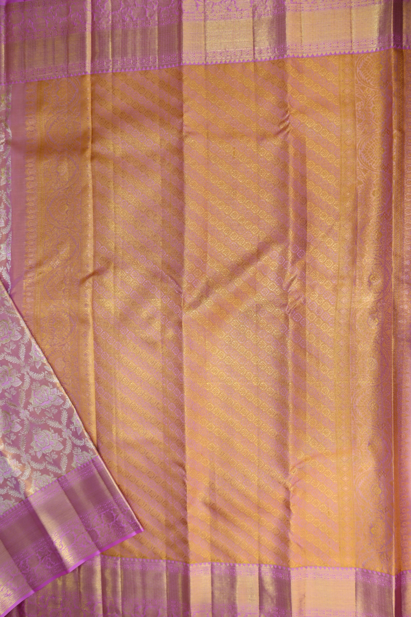 Trendy Peach Kanchipuram Silk saree