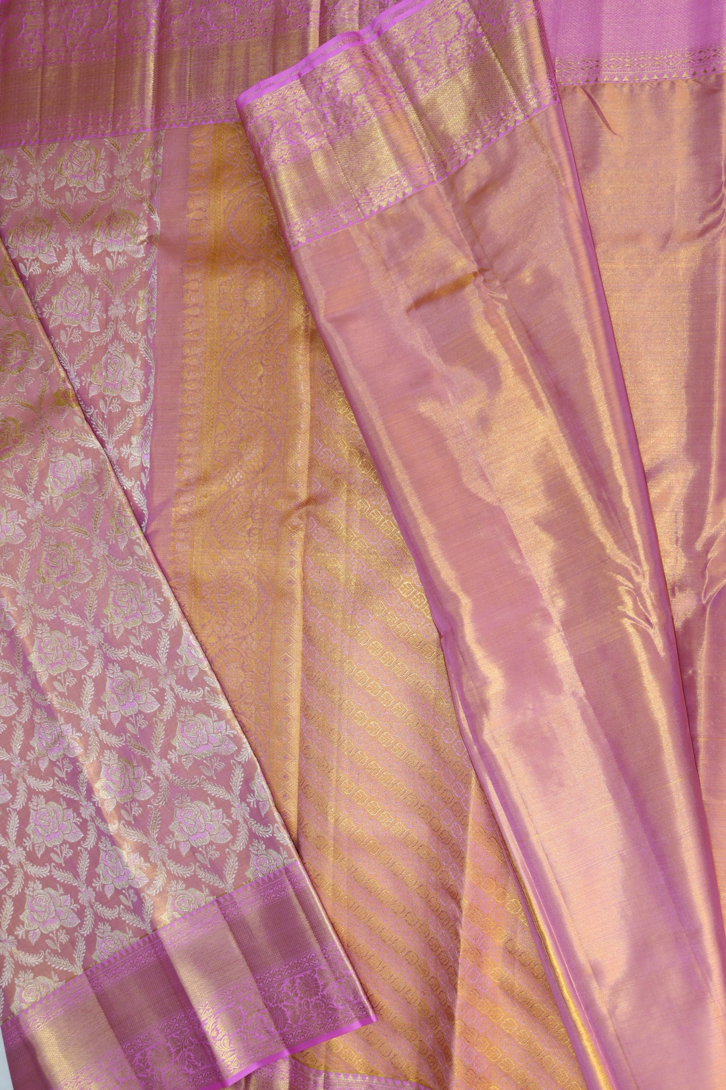 Trendy Peach Kanchipuram Silk saree