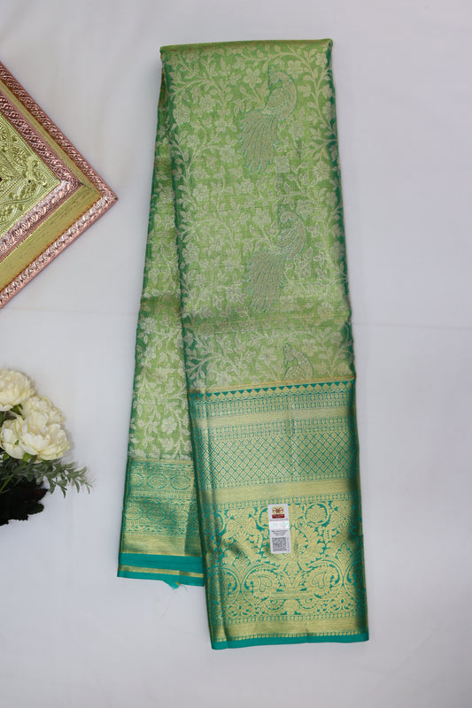 Rich Green with Gold Kanchipuram Silk saree From Weavers and Best on Online