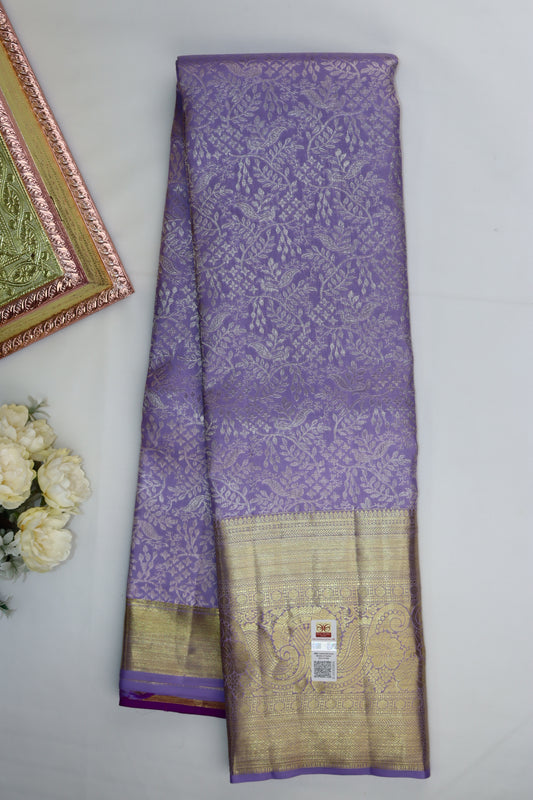 Elegant Lavender with Gold Kanchipuram Silk saree From Weavers and Best on Online