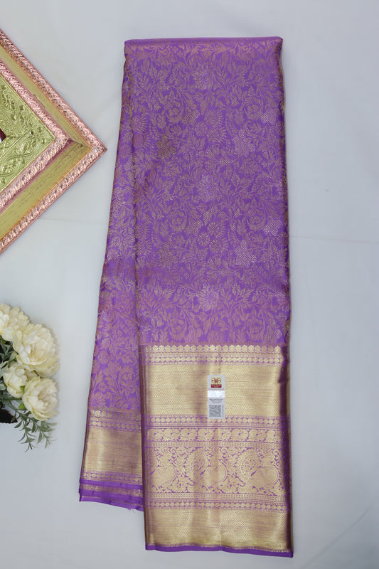 Amazing Lavender with Gold Kanchipuram Silk saree From Weavers and Best on Online