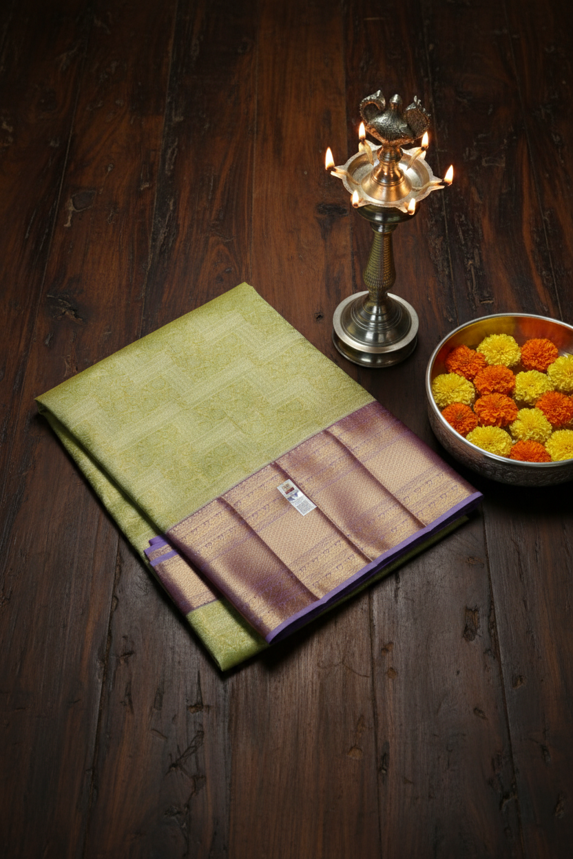 Traditional Green Pure Kanchipuram Silk saree