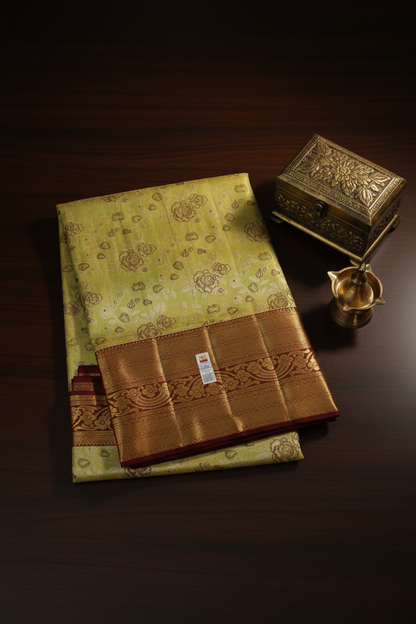 Stunning Yellow Pure Kanchipuram Silk saree
