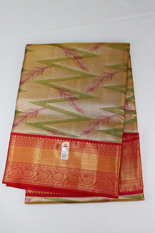 Traditional Multi-color Pure Kanchipuram Silk saree From Weavers and Best on Online