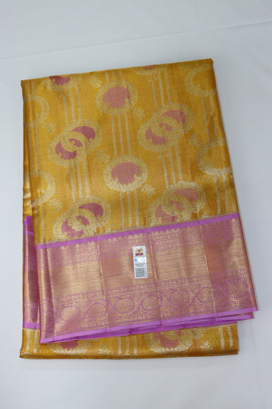 Stunning Gold Pure Kanchipuram Silk saree From Weavers and Best on Online