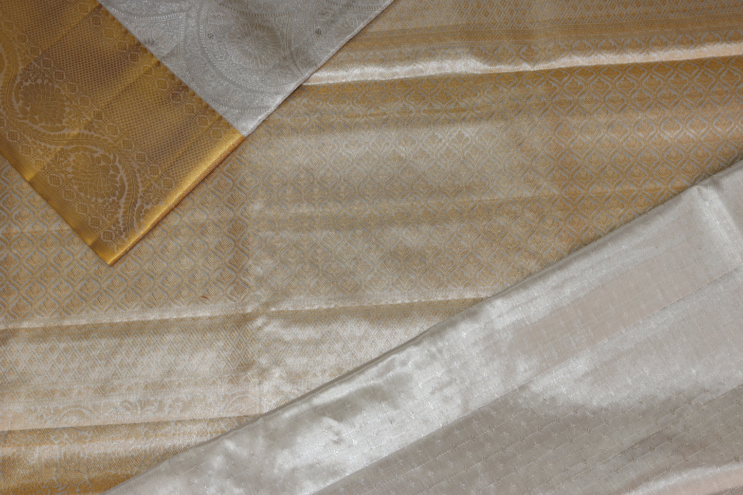 Traditional Pastel Silver Pure Kanjipuram Saree From Weavers and Best on Online