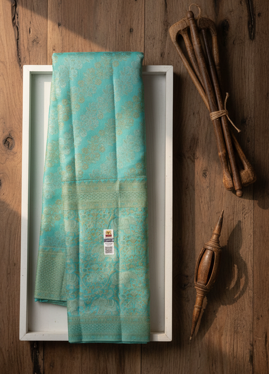 Traditional Clear Blue Pure Kanjipuram Saree