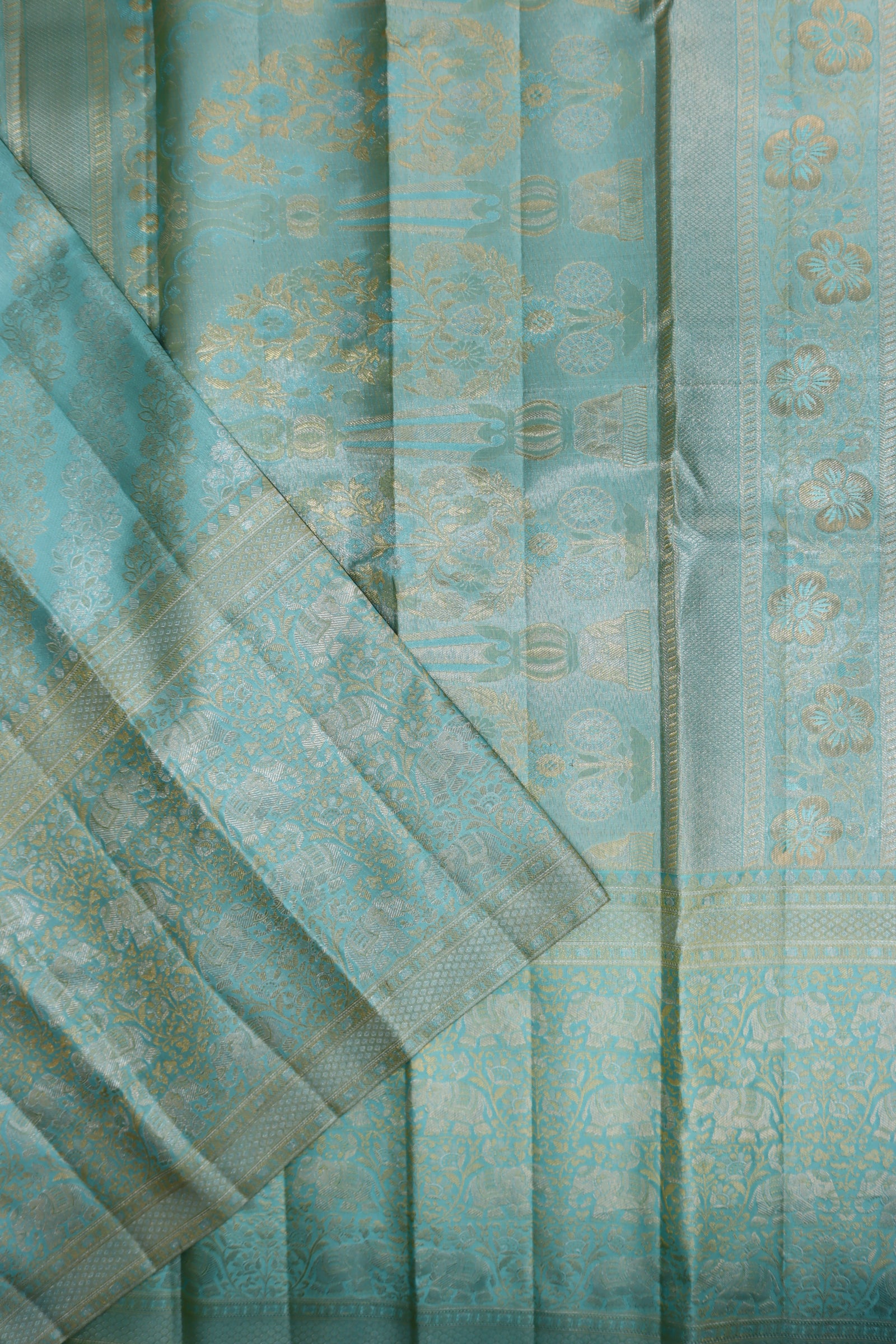 Traditional Clear Blue Pure Kanjipuram Saree From Weavers and Best on Online