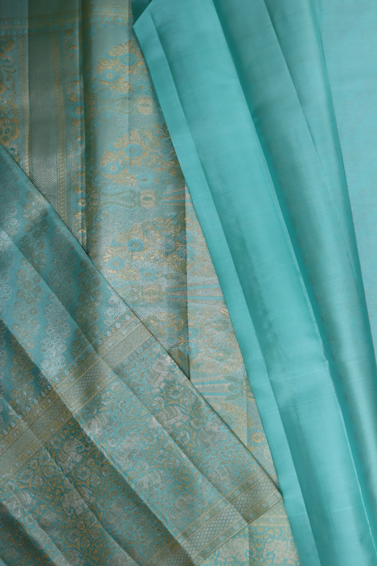 Traditional Clear Blue Pure Kanjipuram Saree From Weavers and Best on Online