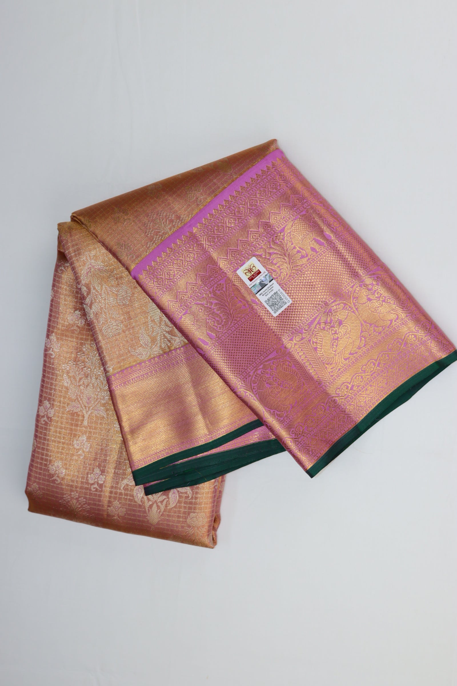 Classy Baby Pink Pure Kanjipuram Saree From Weavers and Best on Online