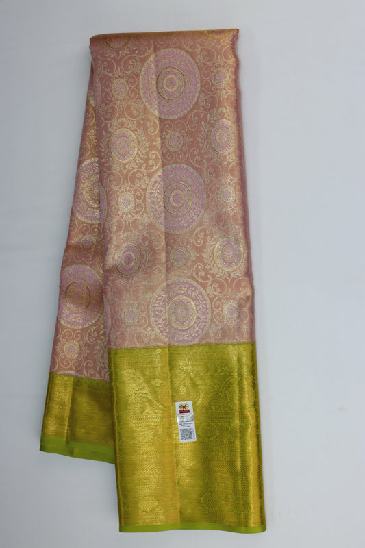 Amazing Peach Kanchipuram Silk saree From Weavers and Best on Online