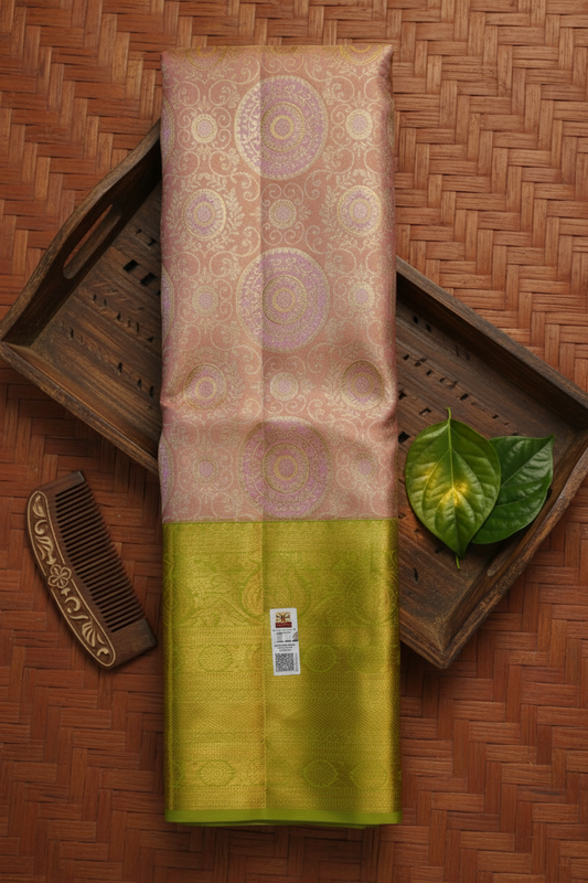 Amazing Peach  Kanchipuram Silk saree