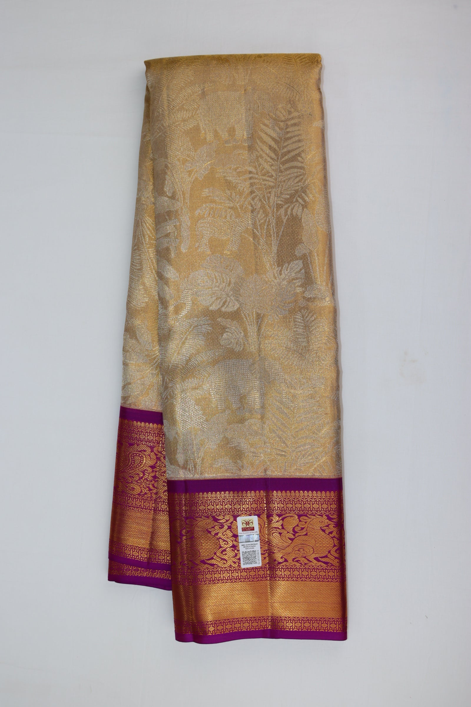 Classic Beige Gold Kanchipuram Silk saree From Weavers and Best on Online