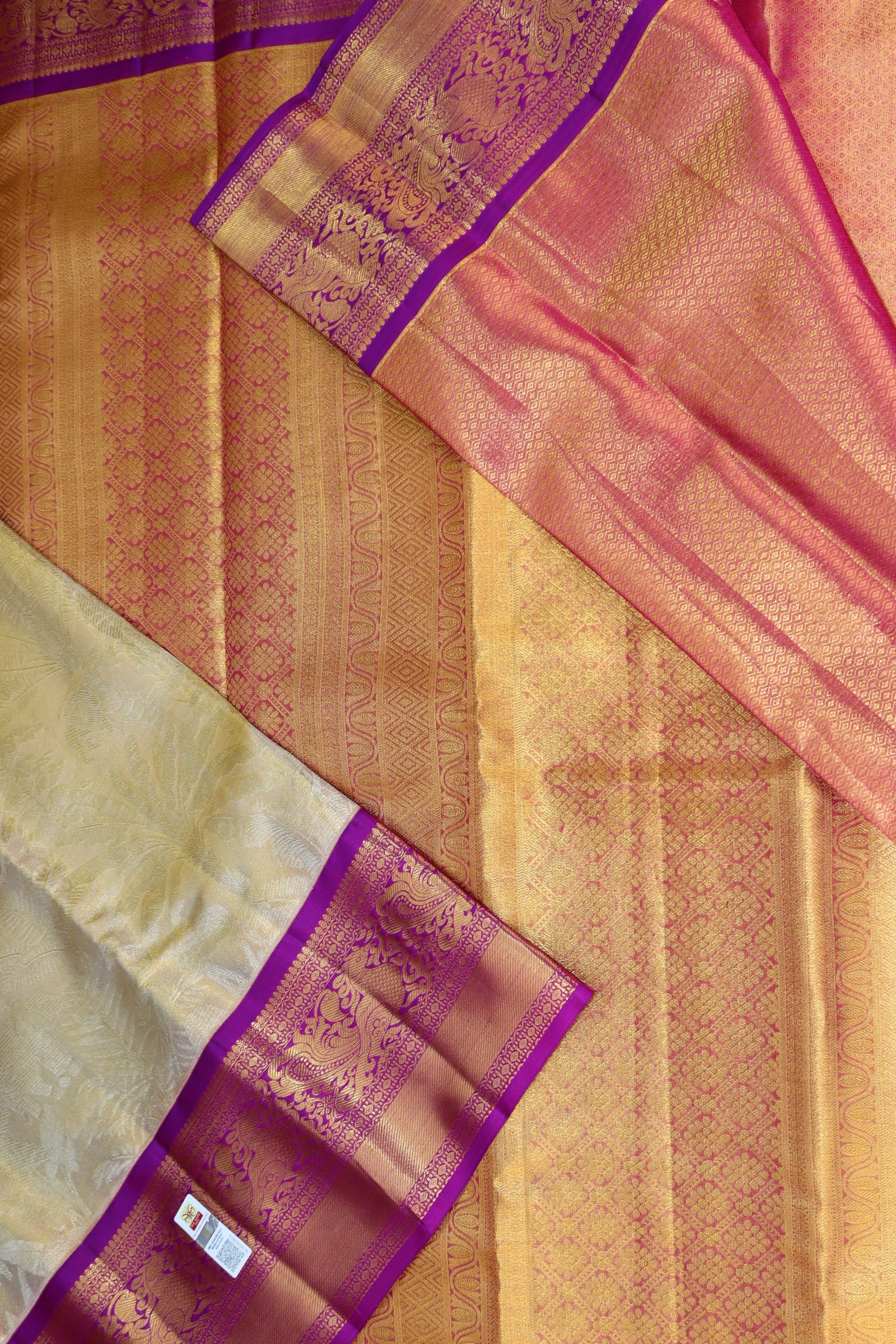 Classic Beige Gold Kanchipuram Silk saree From Weavers and Best on Online