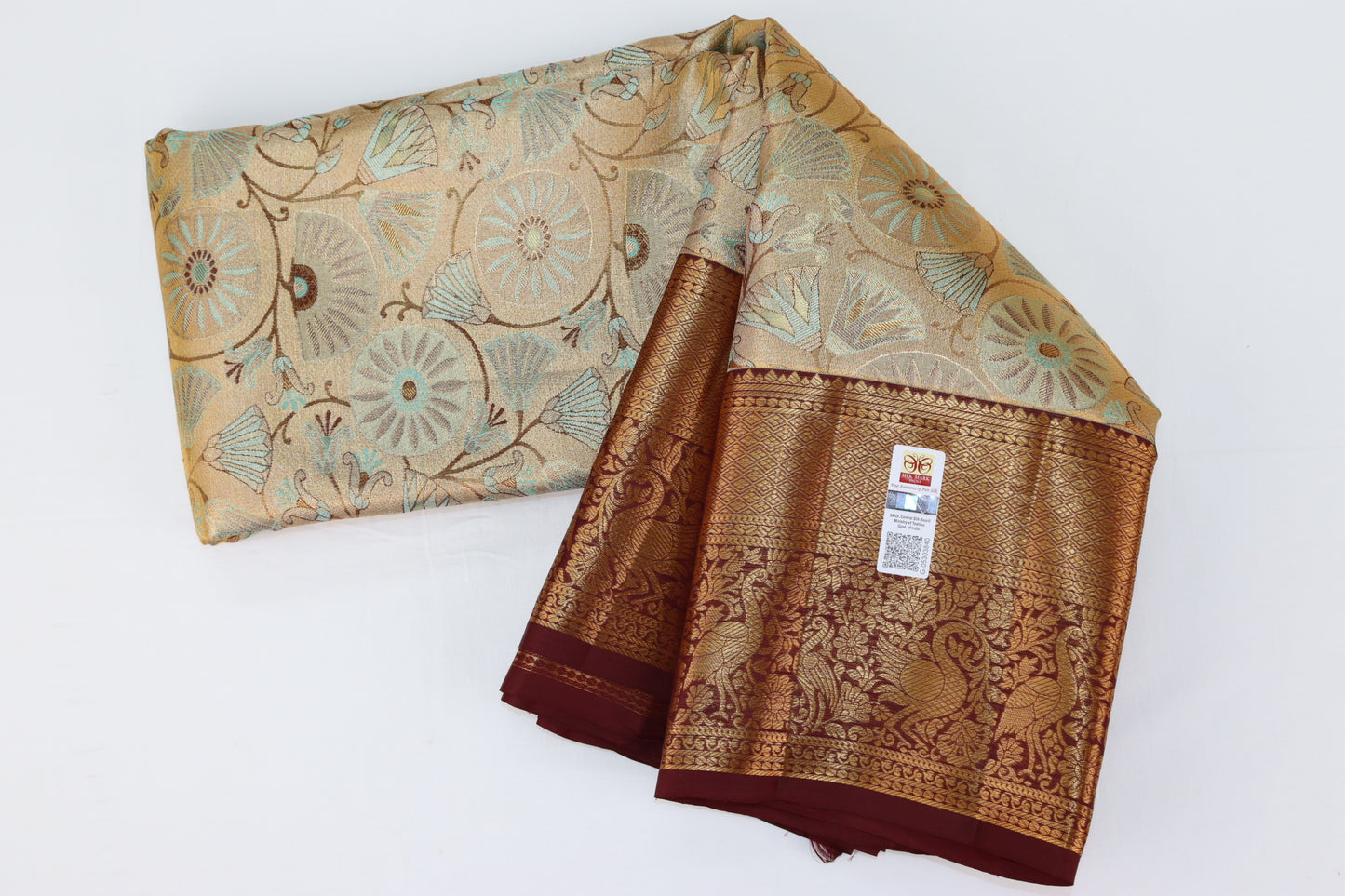 Divine Multi-color Kanchipuram Silk saree From Weavers and Best on Online