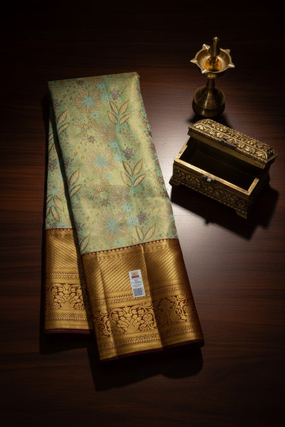 Divine Pista Green Kanchipuram Silk saree