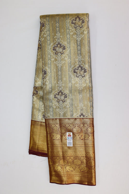 Opulent Chacolate Brown Kanchipuram Silk Saree