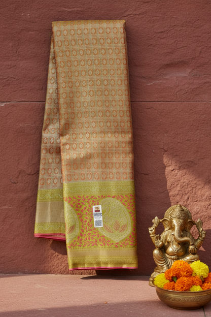 Divine Peach Kanchipuram Silk Saree