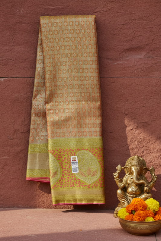 Divine Peach Kanchipuram Silk Saree