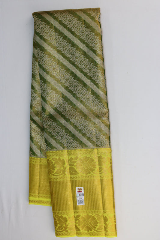 Graceful Green With Yellow Kanchipuram Silk Saree