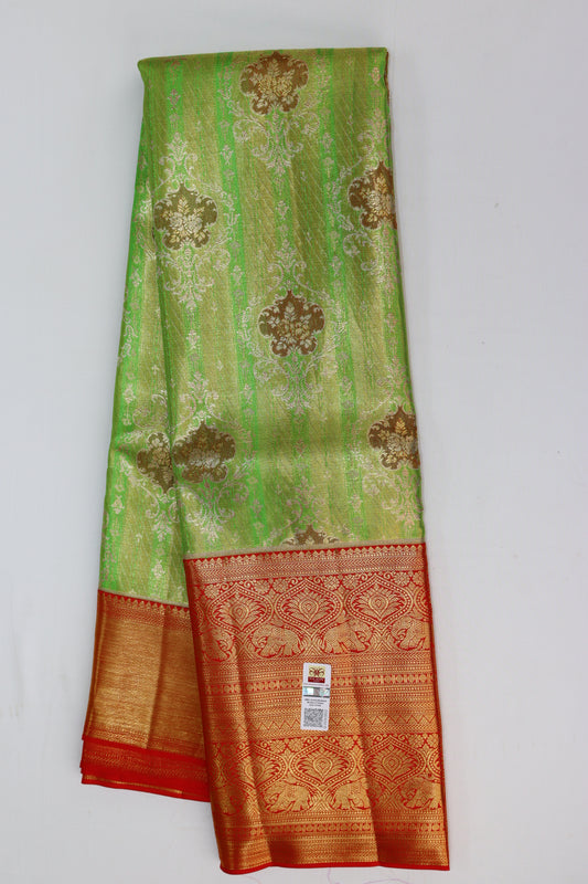 Graceful Green With Red Kanchipuram Silk Saree