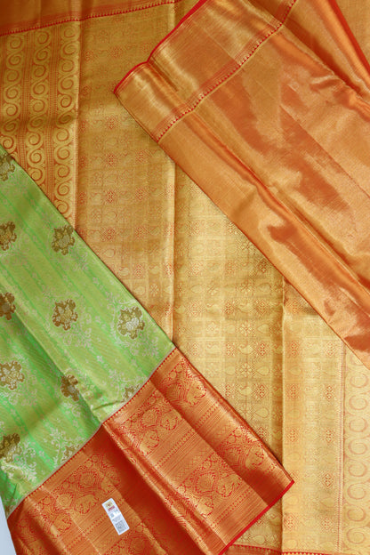 Graceful Green With Red Kanchipuram Silk Saree