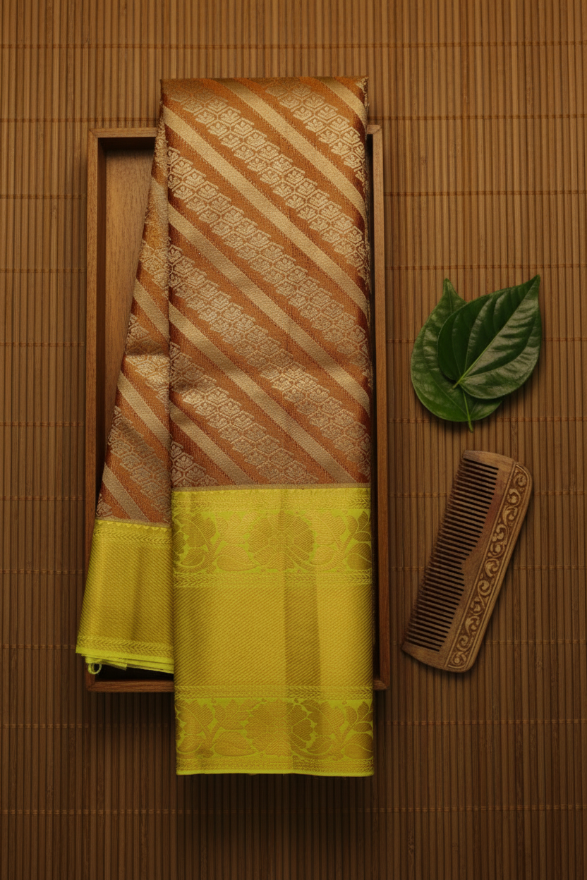 Divine Brown Pure Kanjipuram Saree