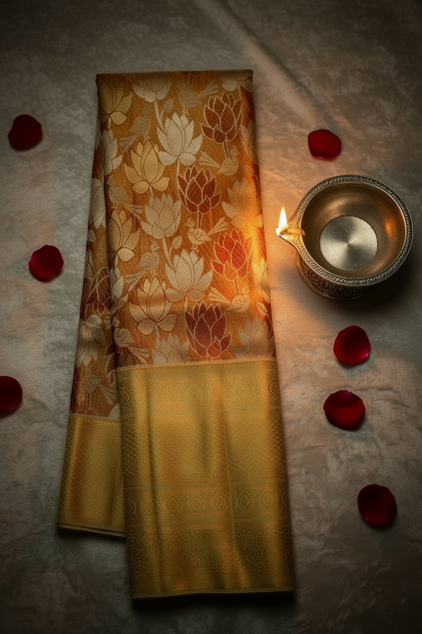 Regal Orange Pure Kanjipuram Saree