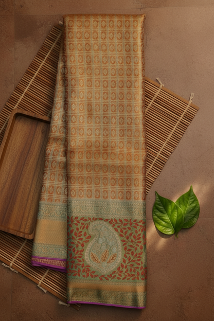 Timeless Orange Pure Kanjipuram Saree