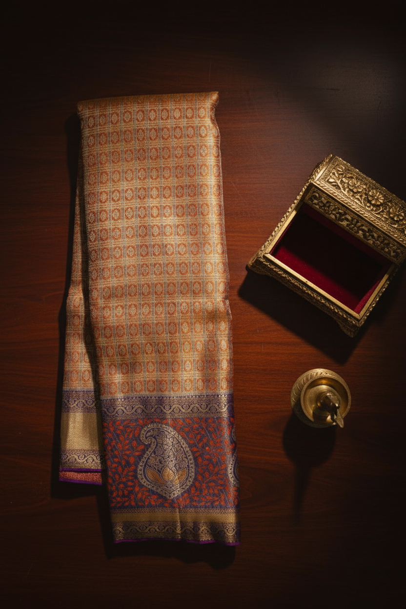 Graceful Orange  Pure Kanjipuram Saree