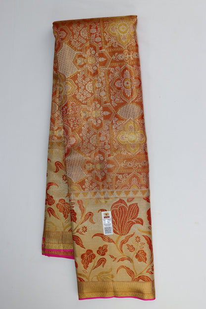 Royal Rust Orange Pure Kanjipuram Saree