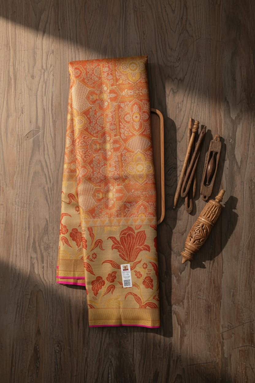Royal Rust Orange Pure Kanjipuram Saree