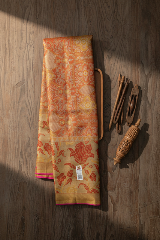 Royal Rust Orange Pure Kanjipuram Saree