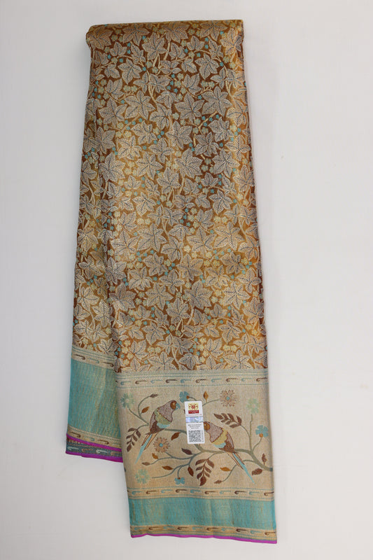 Captivating Brown Pure Kanjipuram Saree