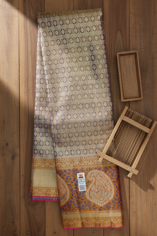 Elegant Grey Pure Kanjipuram Saree