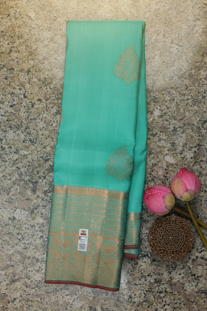 Traditional Sea Blue Kanjipuram Saree