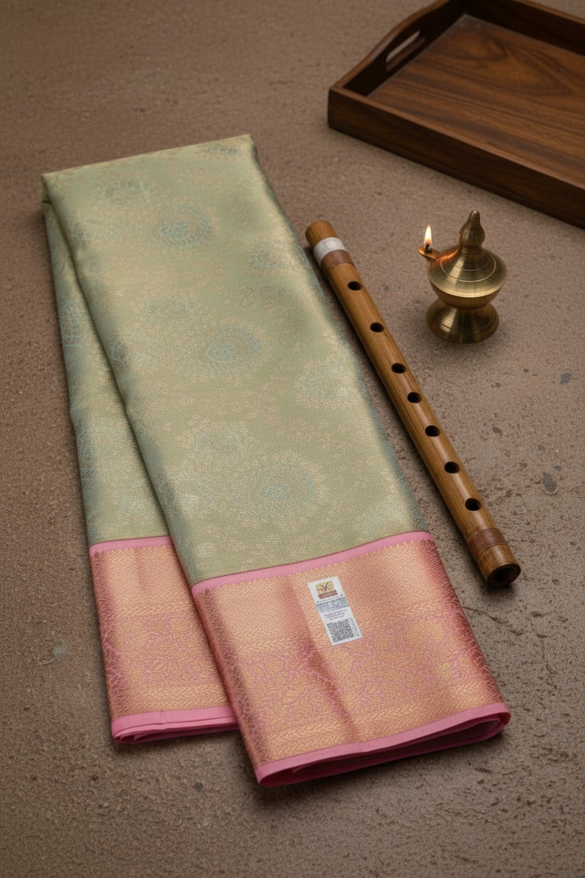 Exotic Pastel Blue Kanjipuram Saree