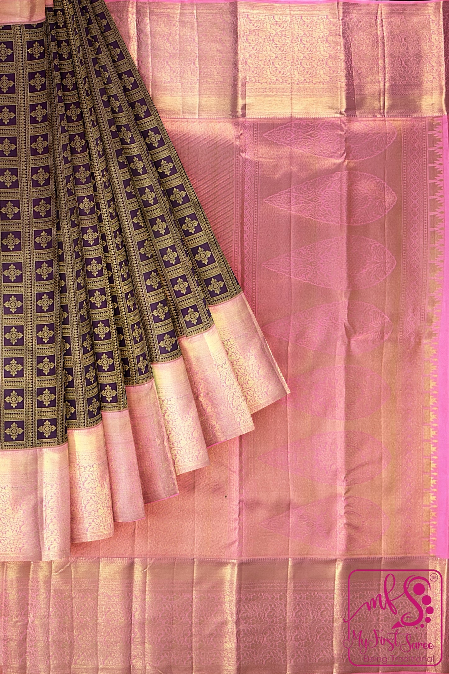 Royal Dark Blue Kachipuram Silk saree