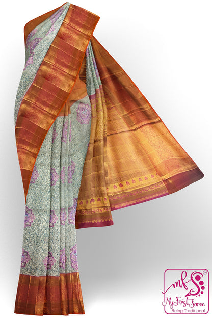 Trendy Blue color Kachipuram Silk saree