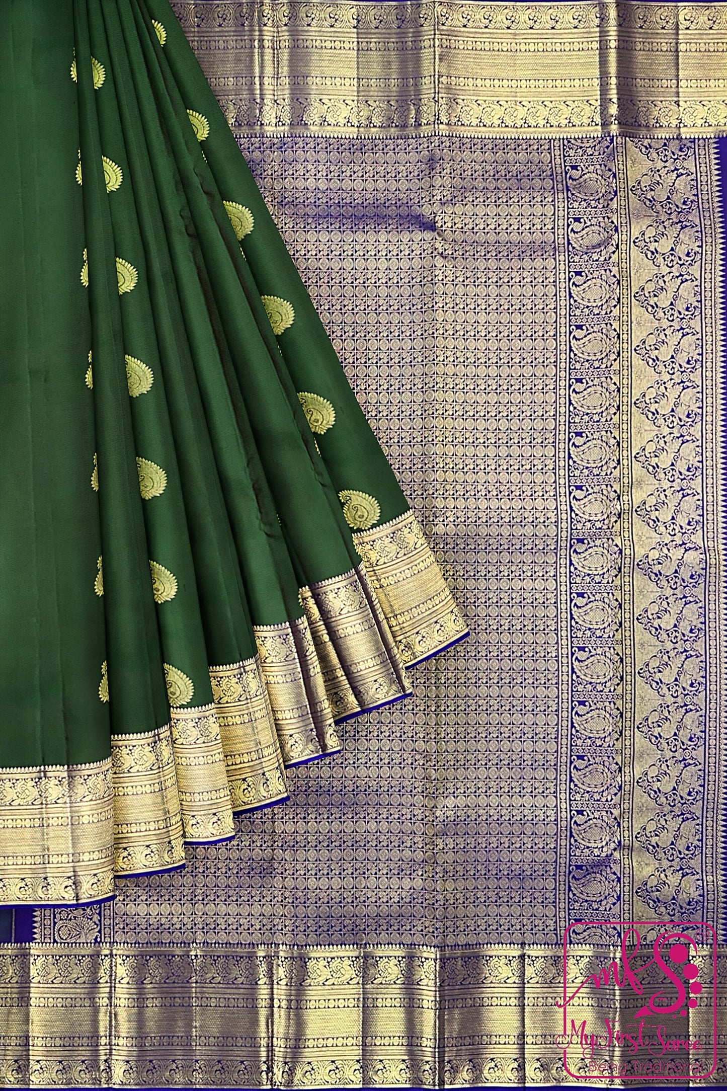 Traditional Green Kanchipuram Silk Saree From Weavers and Best on Online