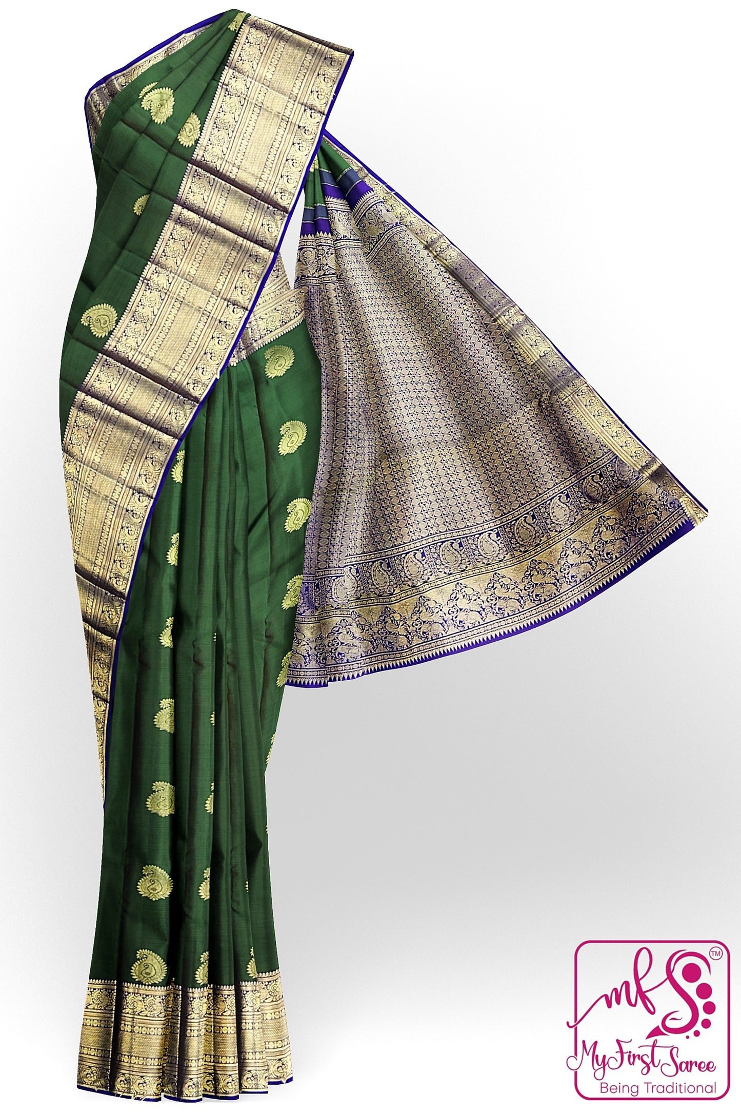 Traditional Green Kanchipuram Silk Saree From Weavers and Best on Online