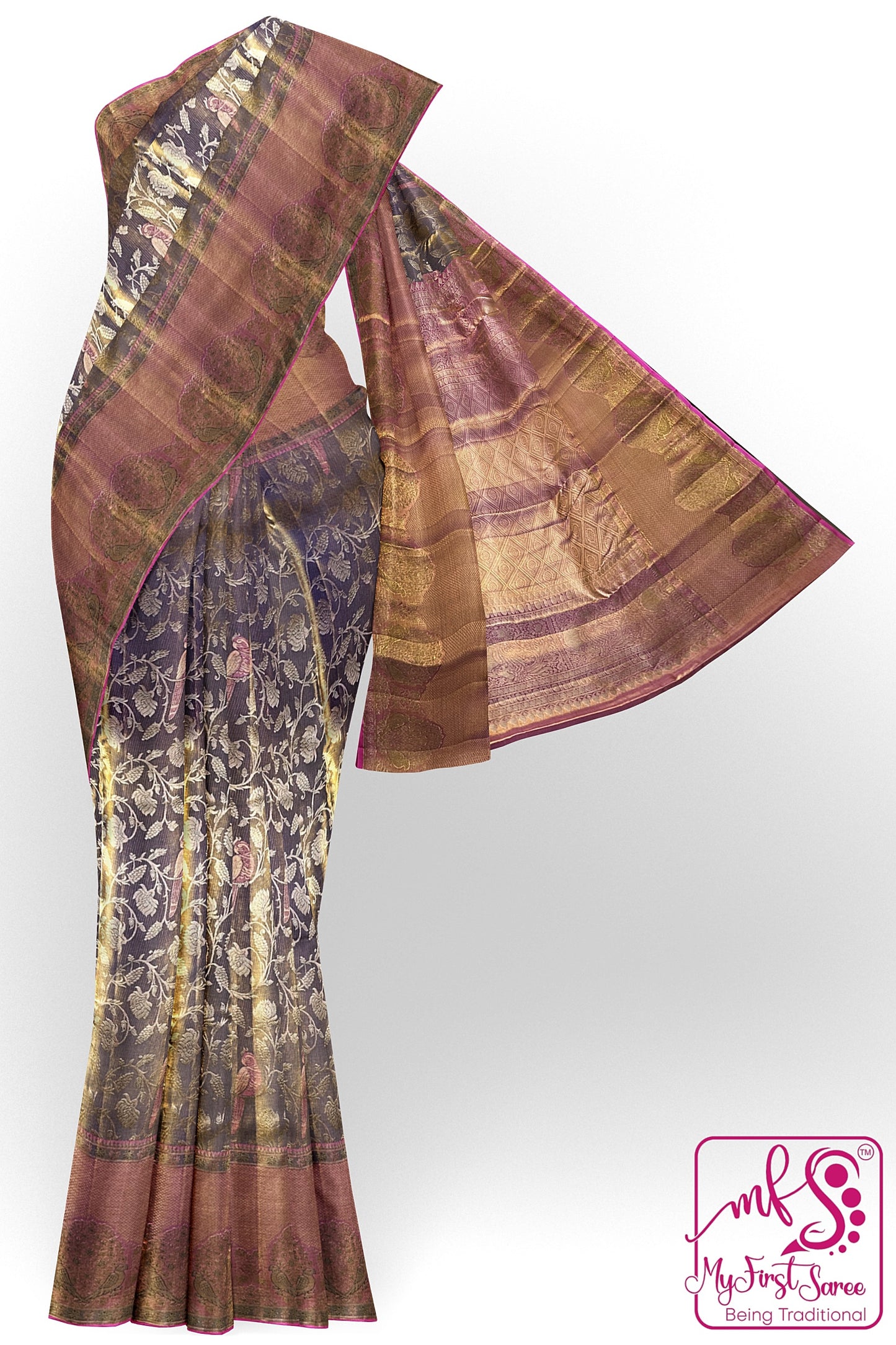 Rich Brown Kachipuram Silk saree