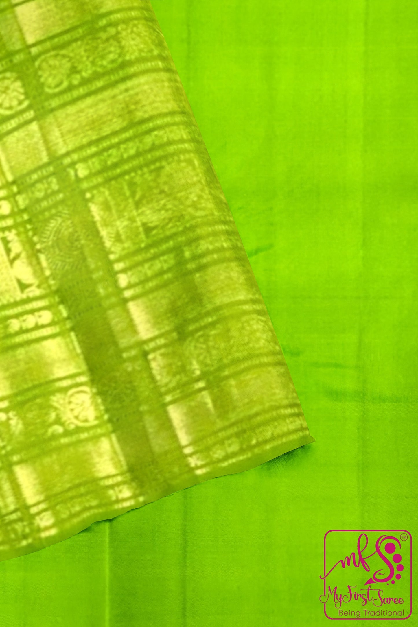 Traditional Parrot green Kanchipuram Silk Saree