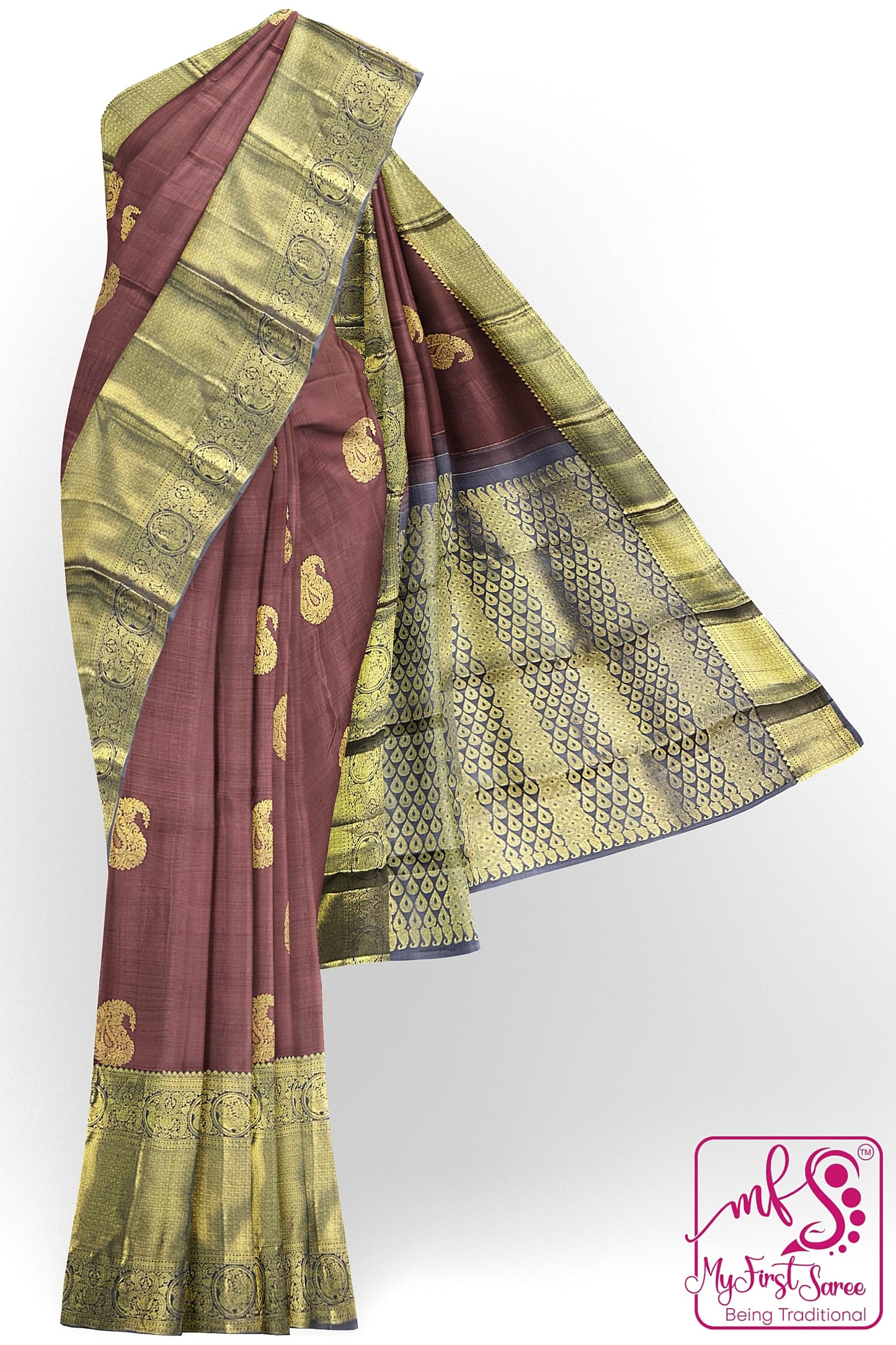 Trendy Brown Kanchipuram Silk Saree
