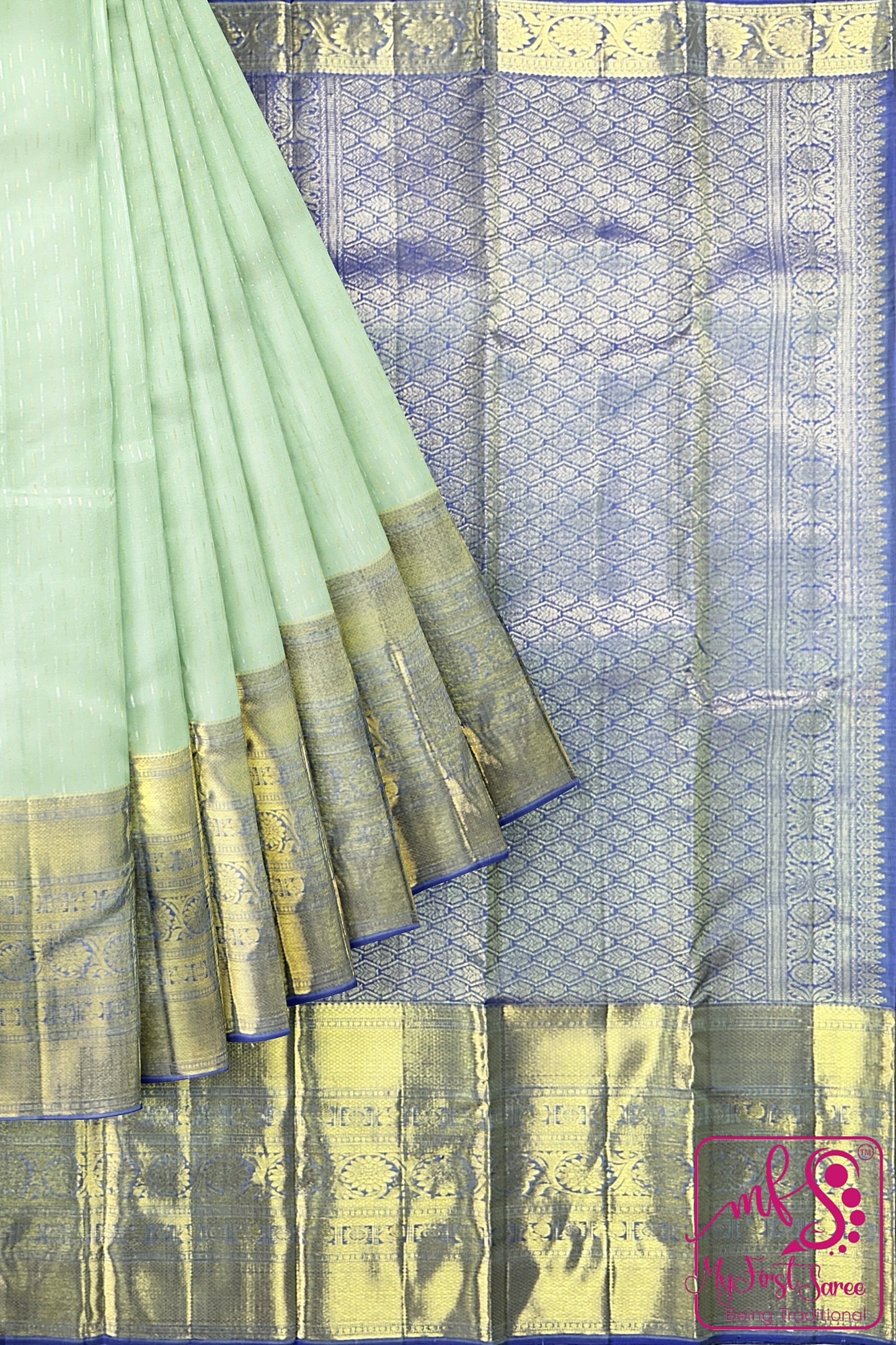 Rich Mint Green Kanchipuram Silk Saree