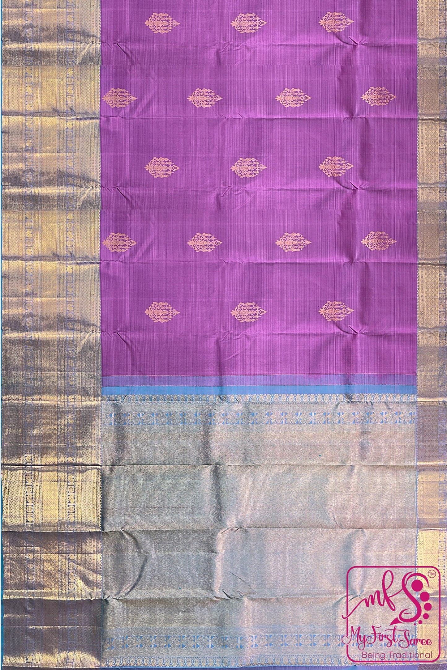 Classy Floral Violet Kanchipuram Silk Saree From Weavers and Best on Online